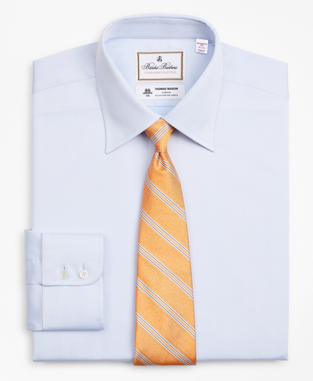 Brooks Brothers Men Luxury Collection Madison Classic-Fit Dress Shirt, Franklin Spread Collar Herringbone