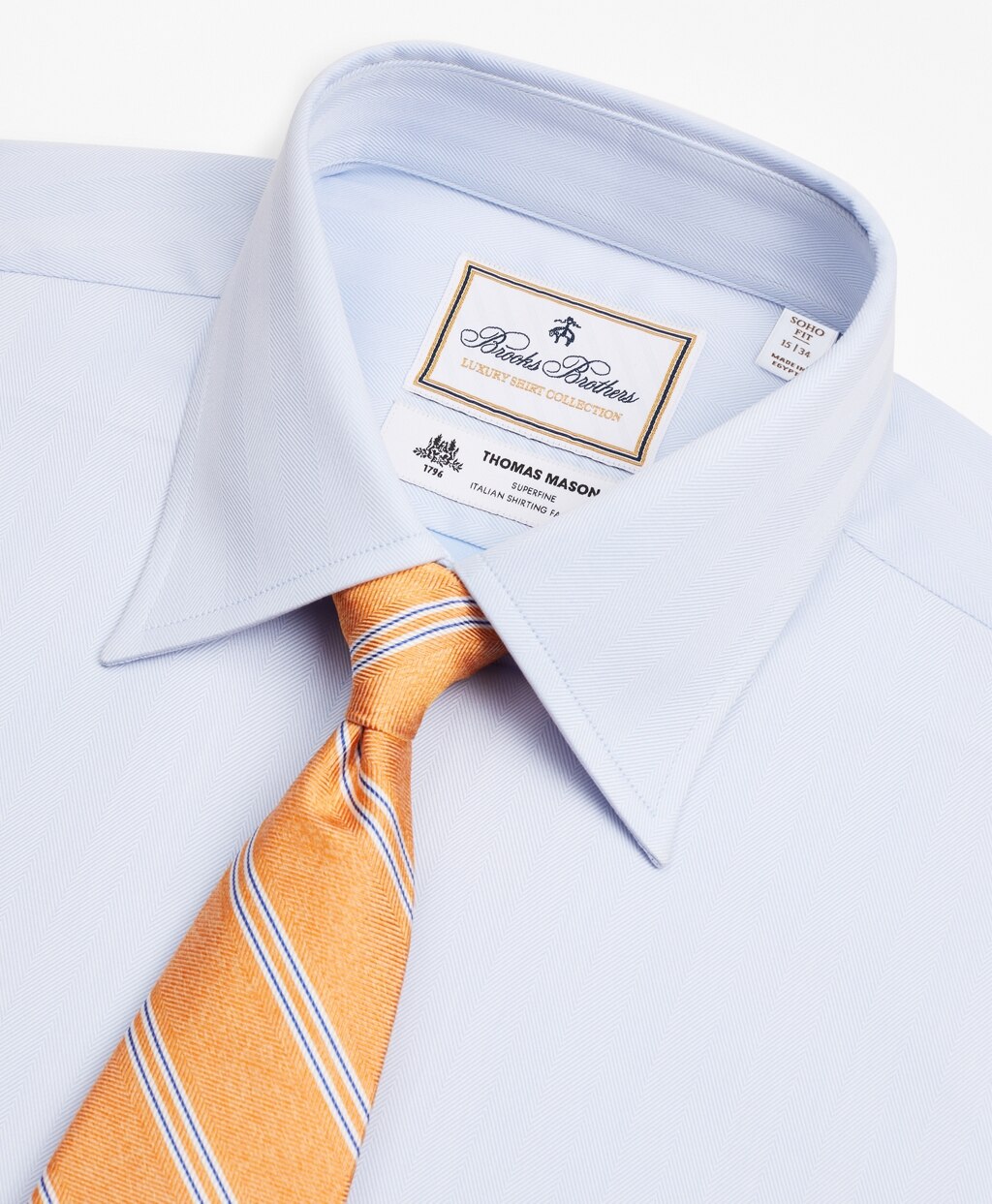 Brooks Brothers Men Luxury Collection Soho Extra-Slim-Fit Dress Shirt, Franklin Spread Collar Herringbone