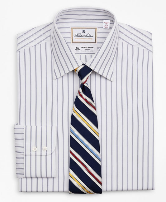 Brooks Brothers Men Luxury Collection Madison Classic-Fit Dress Shirt, Franklin Spread Collar Micro-Outline Stripe