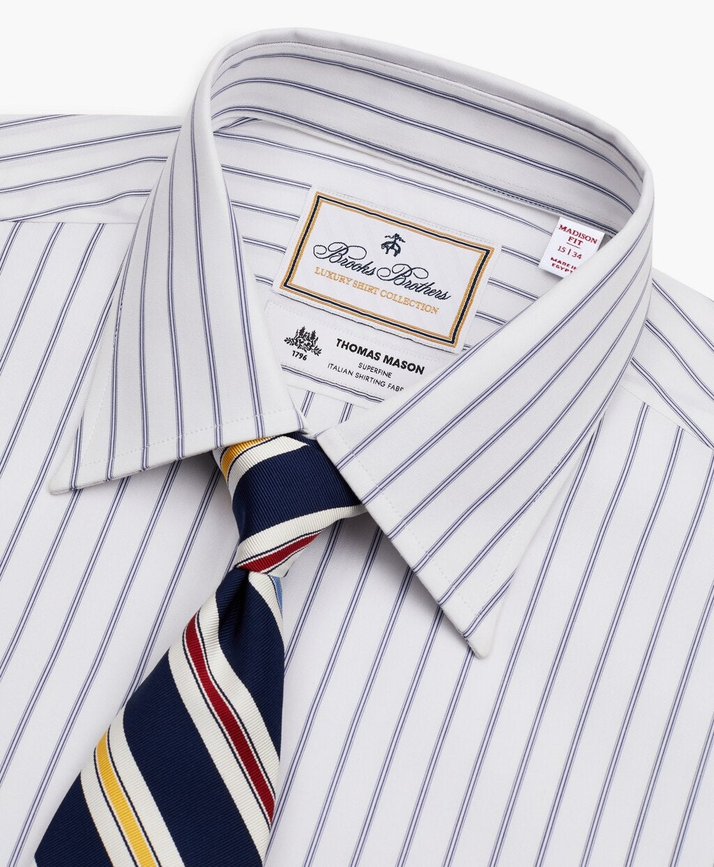 Brooks Brothers Men Luxury Collection Madison Classic-Fit Dress Shirt, Franklin Spread Collar Micro-Outline Stripe