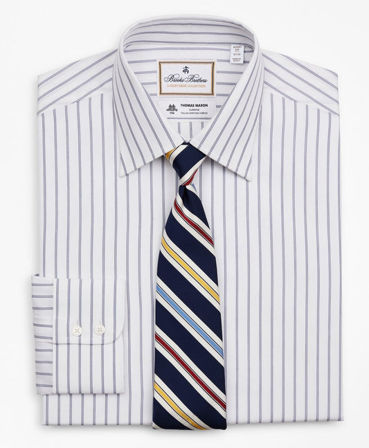 Brooks Brothers Men Luxury Collection Soho Extra-Slim-Fit Dress Shirt, Franklin Spread Collar Micro-Outline Stripe