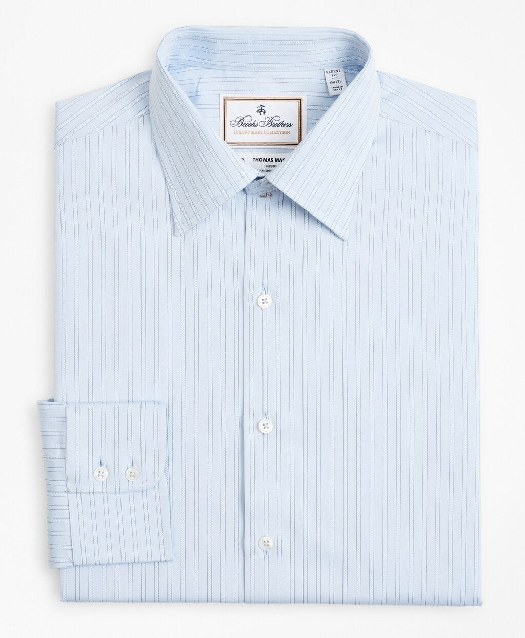 Brooks Brothers Men Luxury Collection Regent Fitted Dress Shirt, Franklin Spread Collar Textured Stripe