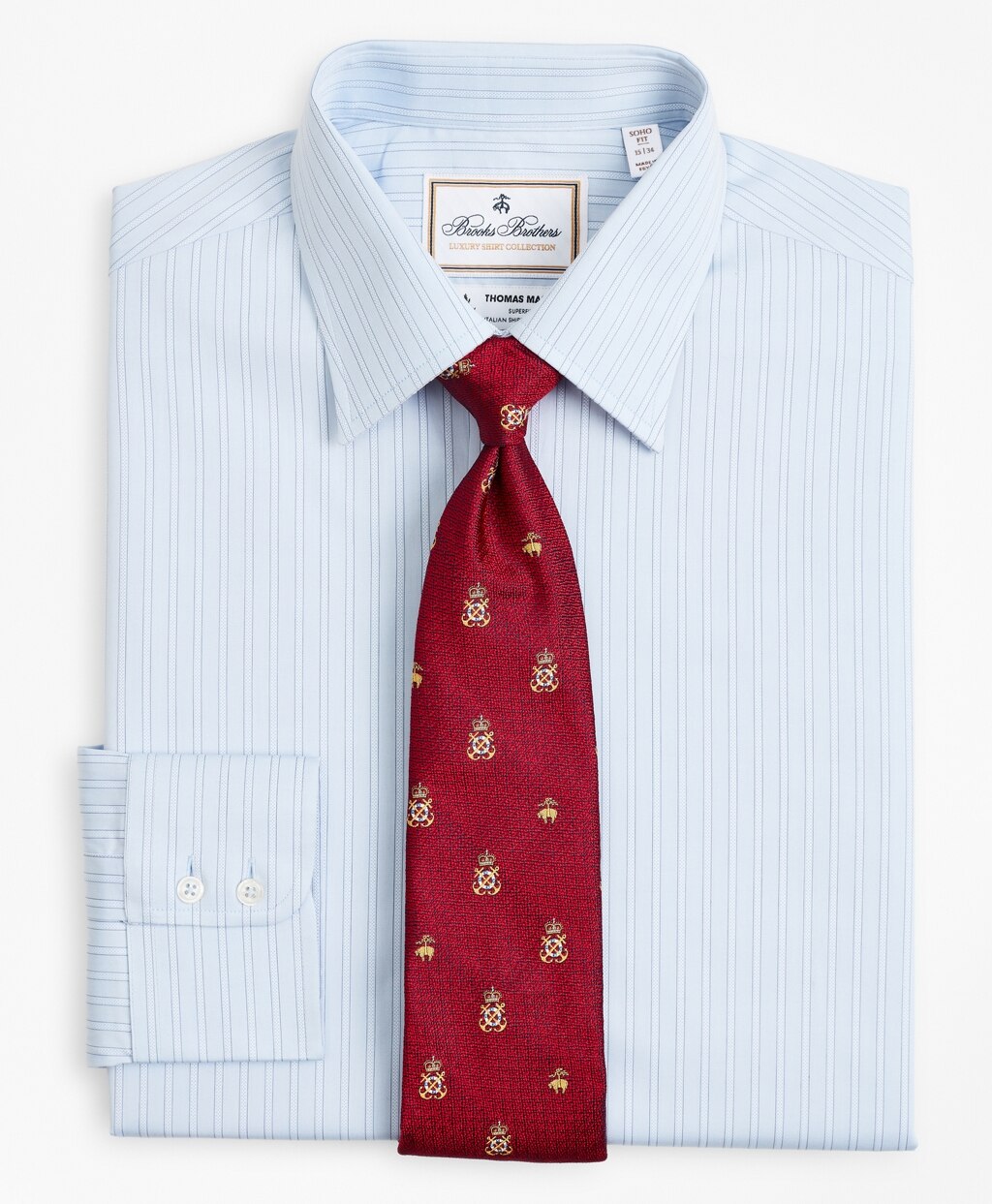 Brooks Brothers Men Luxury Collection Soho Extra-Slim-Fit Dress Shirt, Franklin Spread Collar Textured Stripe