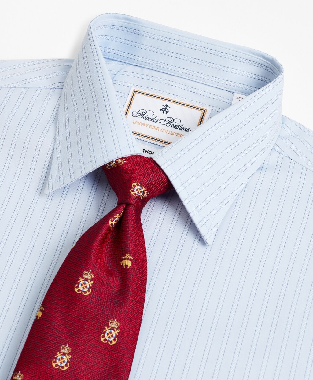 Brooks Brothers Men Luxury Collection Soho Extra-Slim-Fit Dress Shirt, Franklin Spread Collar Textured Stripe