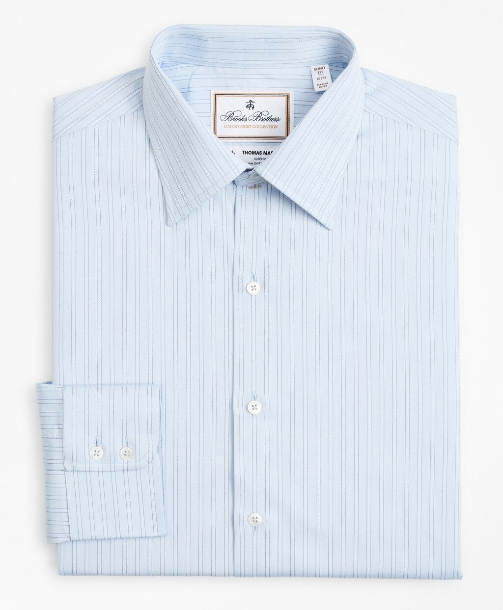 Brooks Brothers Men Luxury Collection Soho Extra-Slim-Fit Dress Shirt, Franklin Spread Collar Textured Stripe