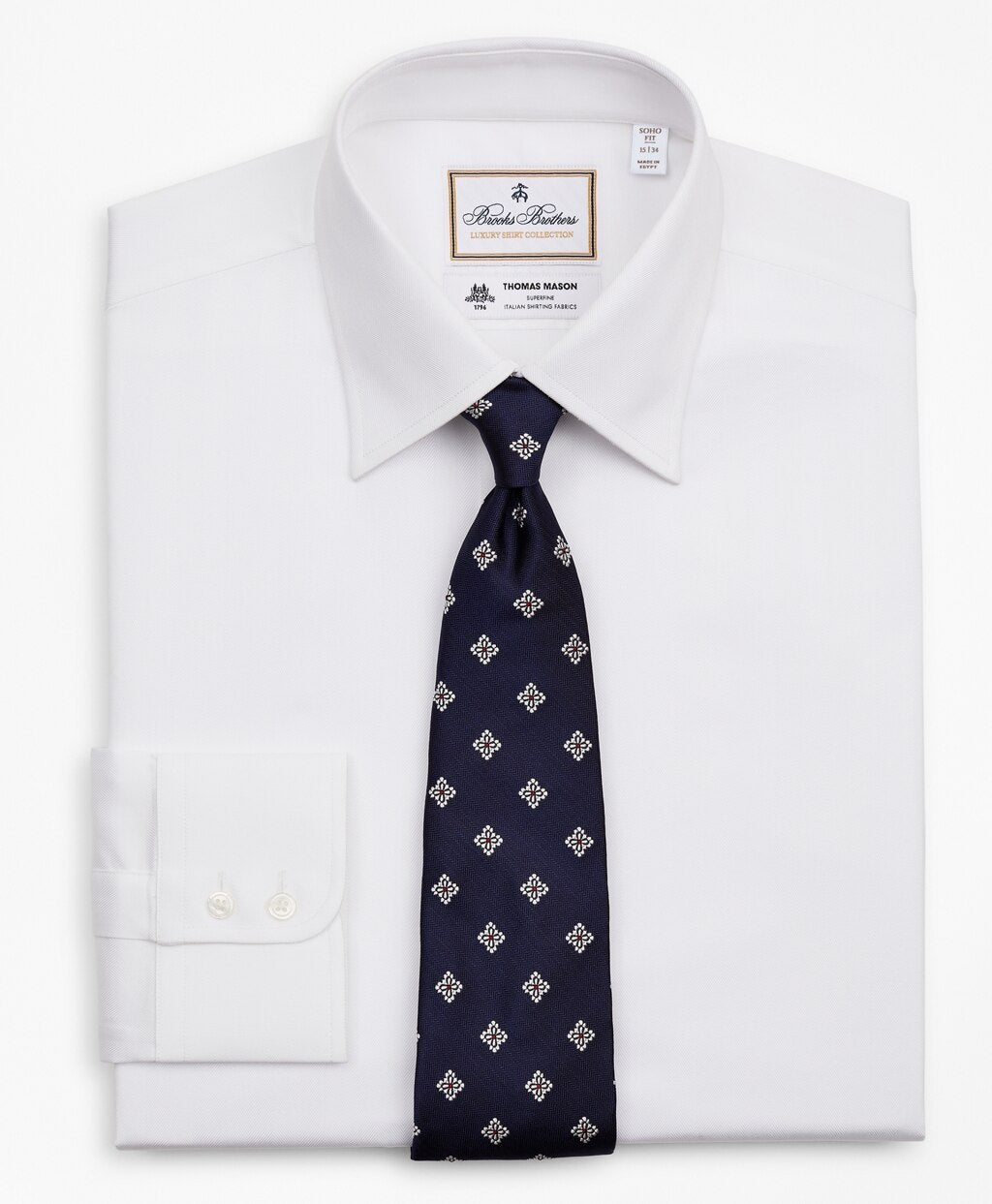 Brooks Brothers Men Luxury Collection Soho Extra-Slim-Fit Dress Shirt, Franklin Spread Collar Herringbone