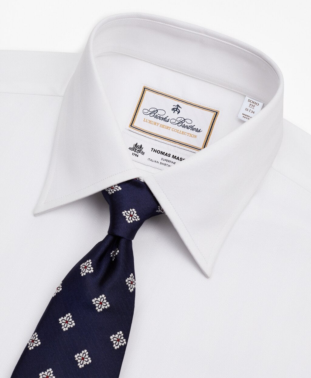Brooks Brothers Men Luxury Collection Soho Extra-Slim-Fit Dress Shirt, Franklin Spread Collar Herringbone