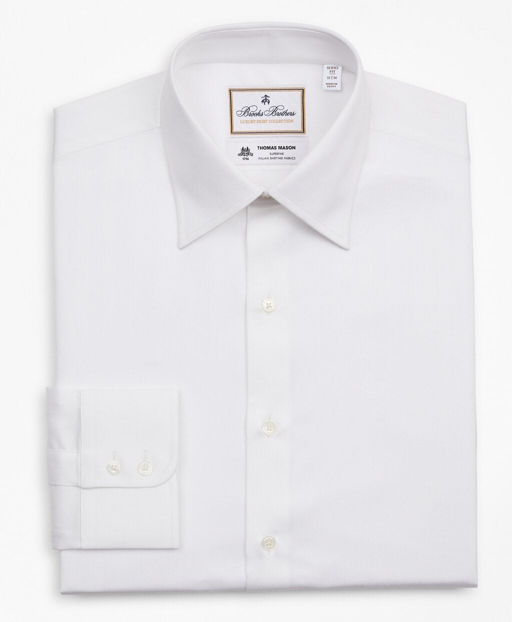 Brooks Brothers Men Luxury Collection Soho Extra-Slim-Fit Dress Shirt, Franklin Spread Collar Herringbone