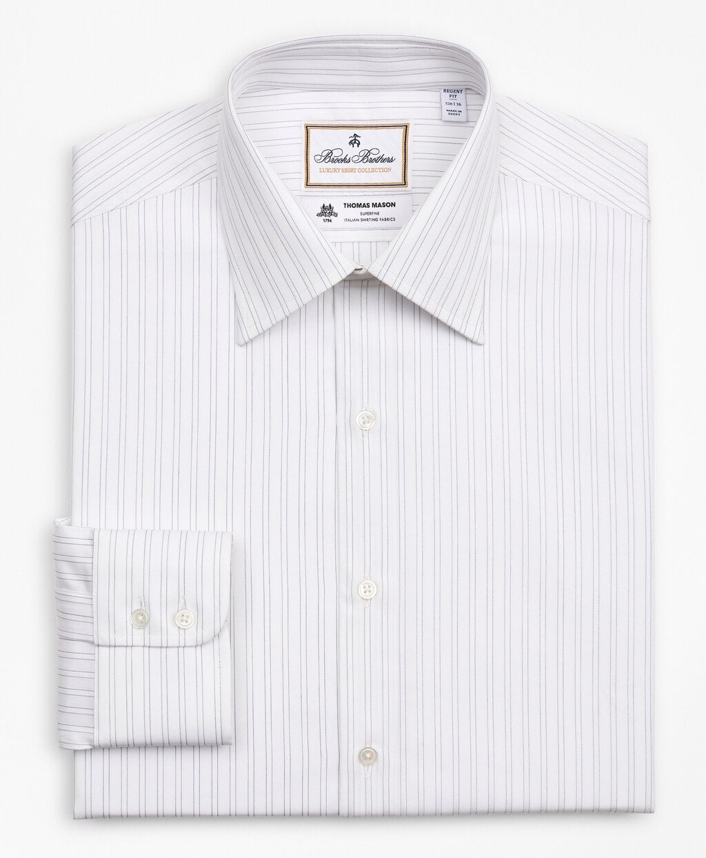Brooks Brothers Men Luxury Collection Regent Fitted Dress Shirt, Franklin Spread Collar Stripe