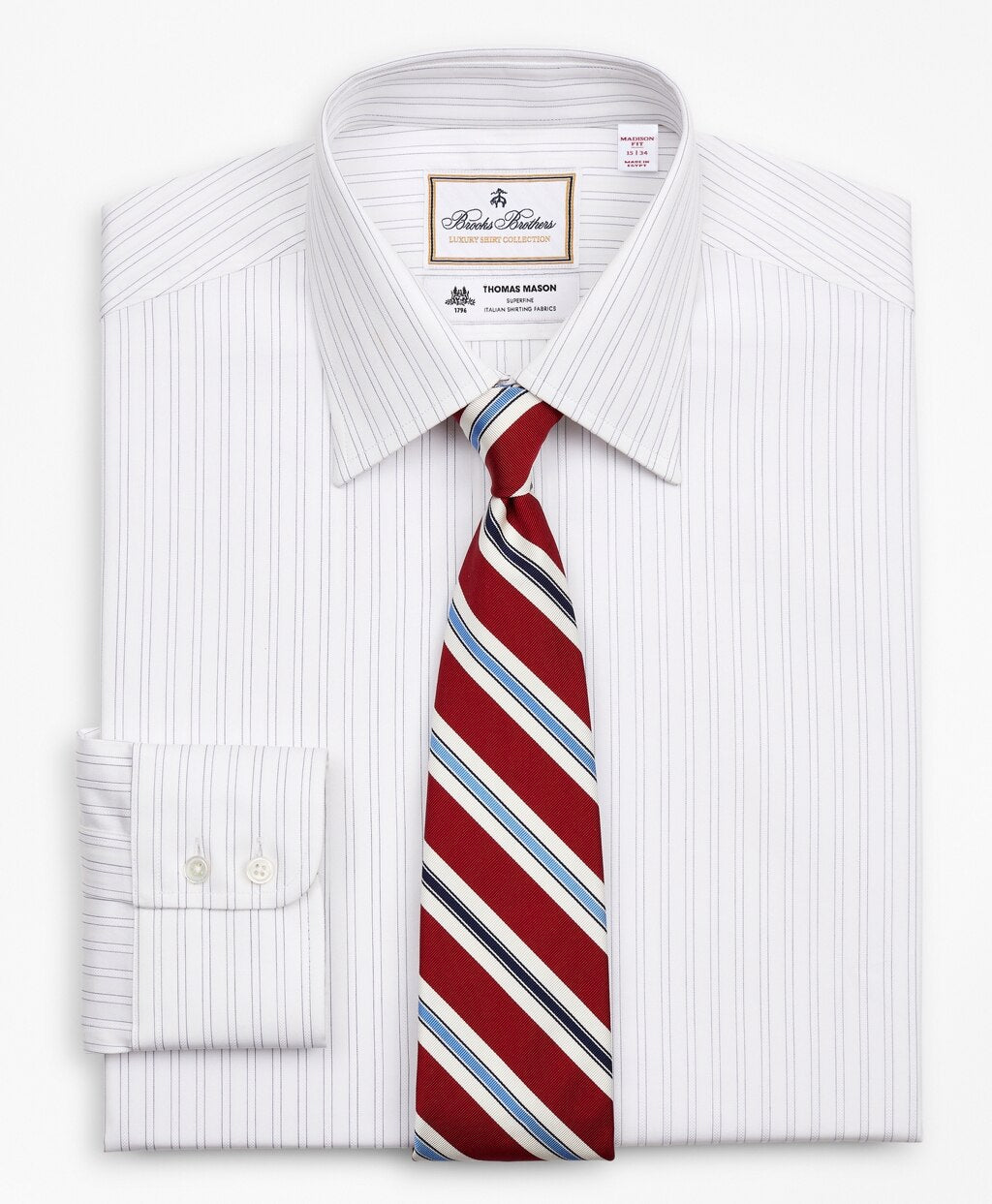 Brooks Brothers Men Luxury Collection Madison Classic-Fit Dress Shirt, Franklin Spread Collar Stripe