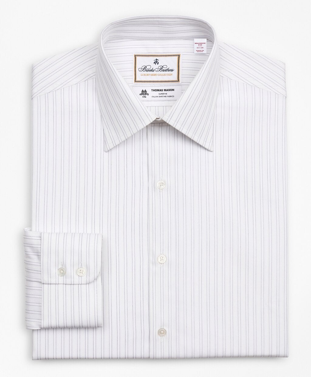 Brooks Brothers Men Luxury Collection Madison Classic-Fit Dress Shirt, Franklin Spread Collar Stripe