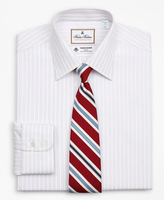 Brooks Brothers Men Luxury Collection Milano Slim-Fit Dress Shirt, Franklin Spread Collar Stripe