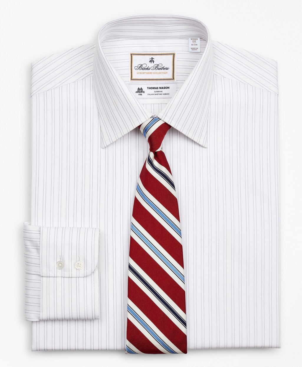 Brooks Brothers Men Luxury Collection Soho Extra-Slim-Fit Dress Shirt, Franklin Spread Collar Stripe