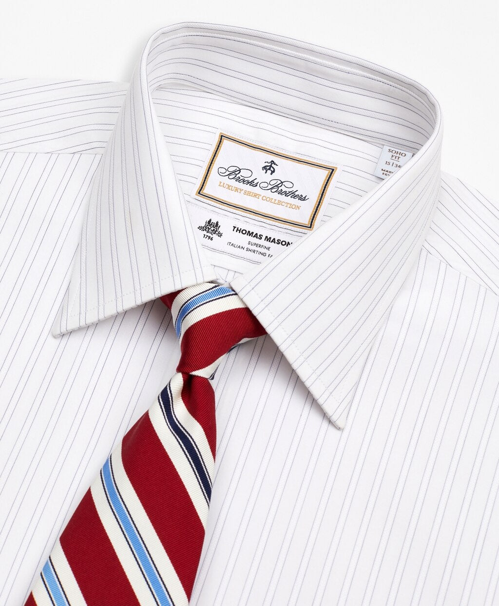 Brooks Brothers Men Luxury Collection Soho Extra-Slim-Fit Dress Shirt, Franklin Spread Collar Stripe