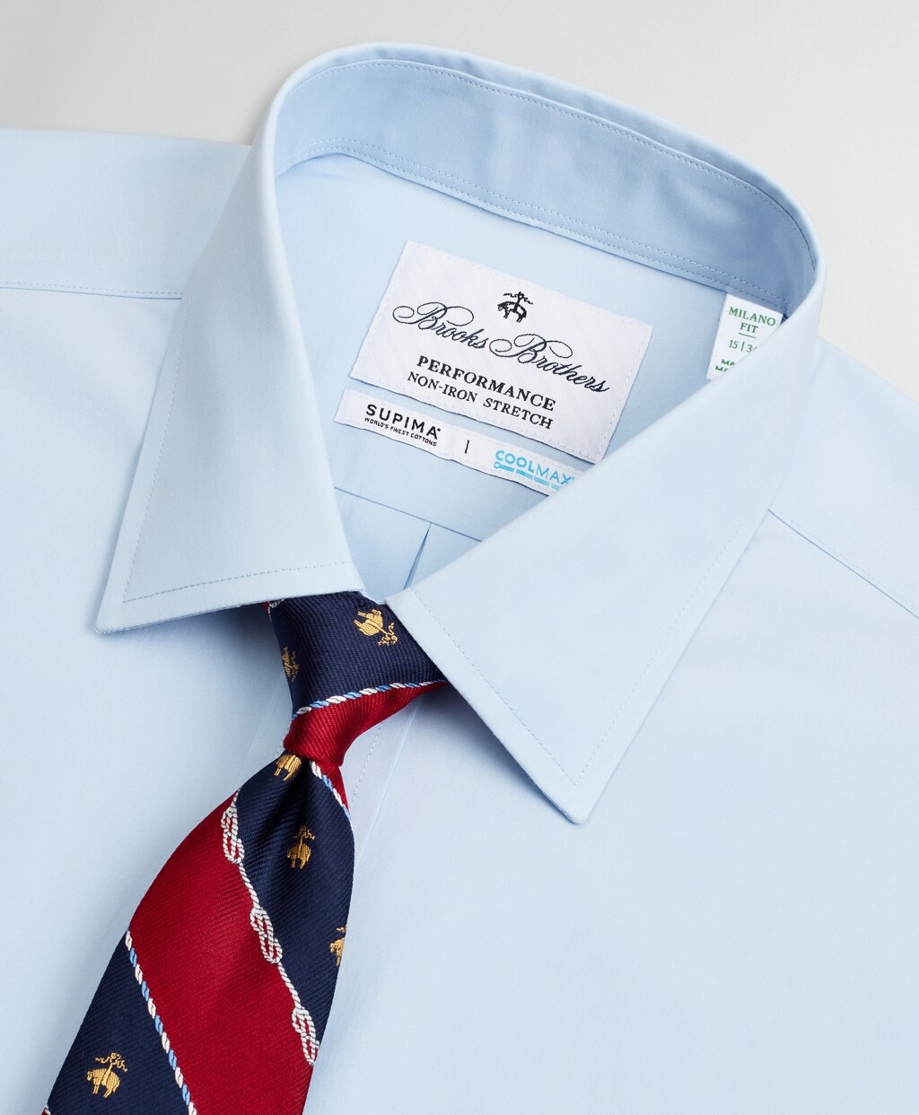 Brooks Brothers Men Milano Slim Fit Dress Shirt, Performance Non-Iron with COOLMAX®, Ainsley Collar Twill