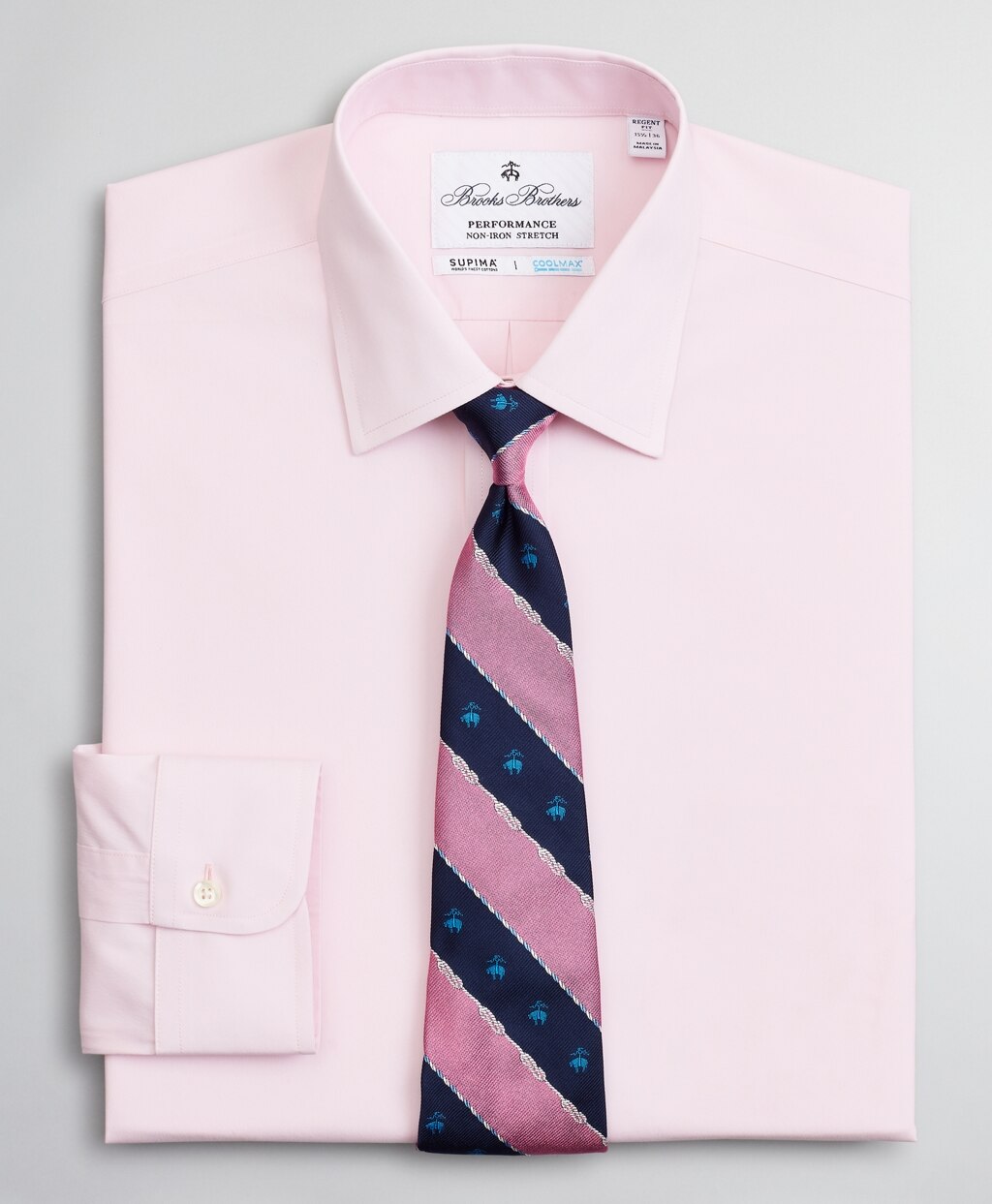 Brooks Brothers Men Regent Fitted Dress Shirt, Performance Non-Iron with COOLMAX®, Ainsley Collar Twill