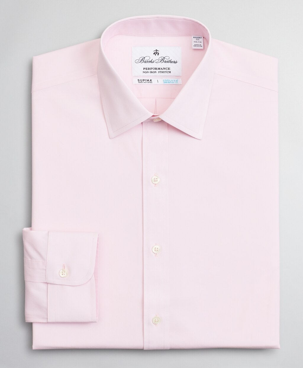 Brooks Brothers Men Regent Fitted Dress Shirt, Performance Non-Iron with COOLMAX®, Ainsley Collar Twill