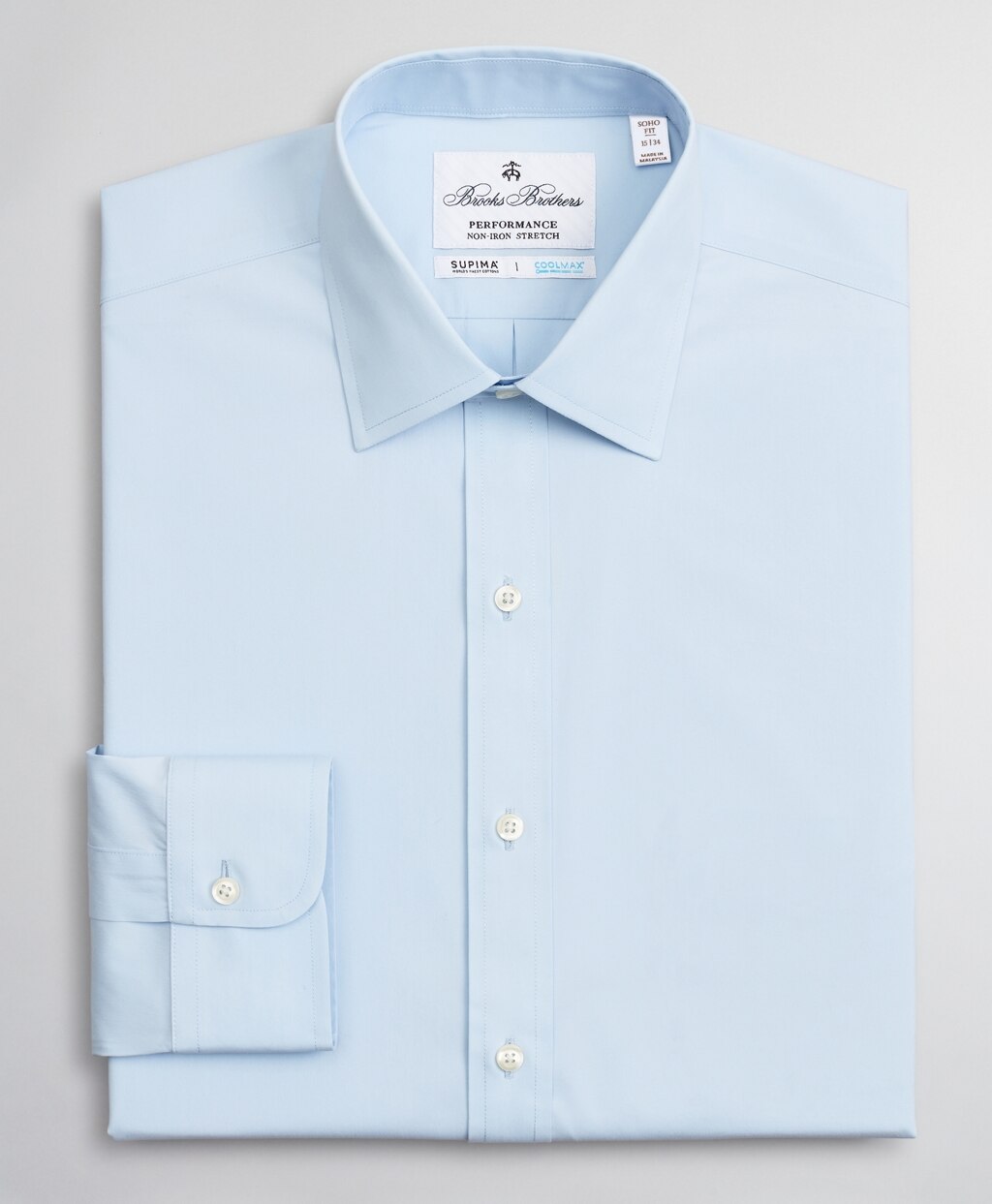 Brooks Brothers Men Soho Extra-Slim Fit Dress Shirt, Performance Non-Iron with COOLMAX®, Ainsley Collar Twill