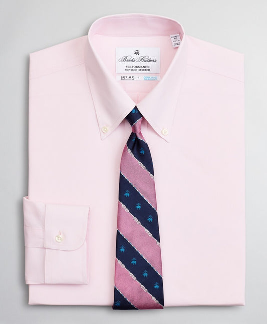 Brooks Brothers Men Regent Fitted Dress Shirt, Performance Non-Iron with COOLMAX®, Button-Down Collar Twill