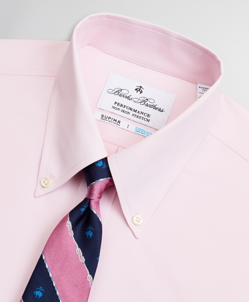 Brooks Brothers Men Regent Fitted Dress Shirt, Performance Non-Iron with COOLMAX®, Button-Down Collar Twill