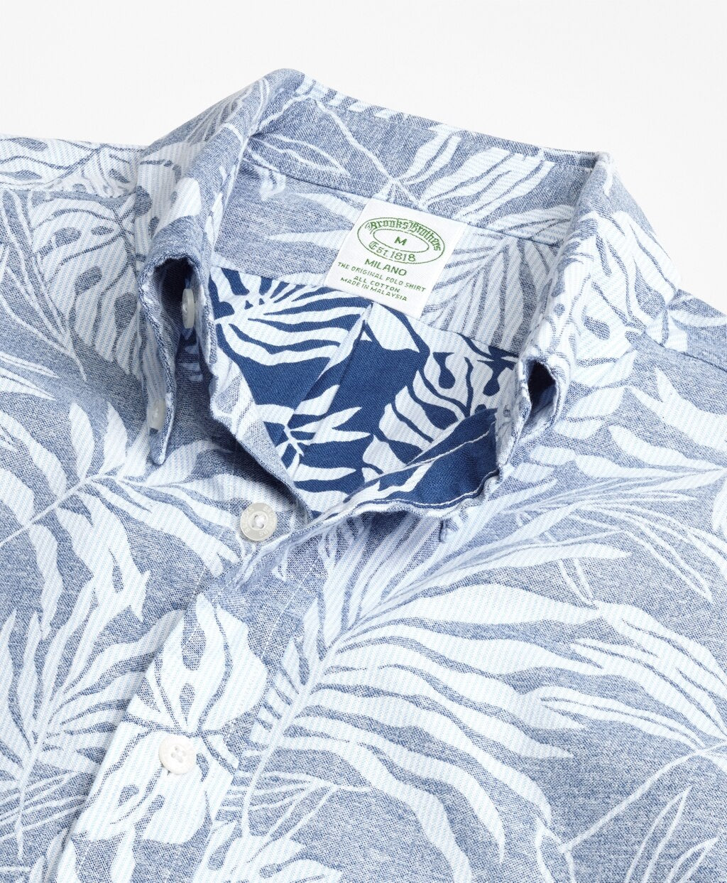 Brooks Brothers Men Milano Fit Reverse Palm Tree Print Sport Shirt