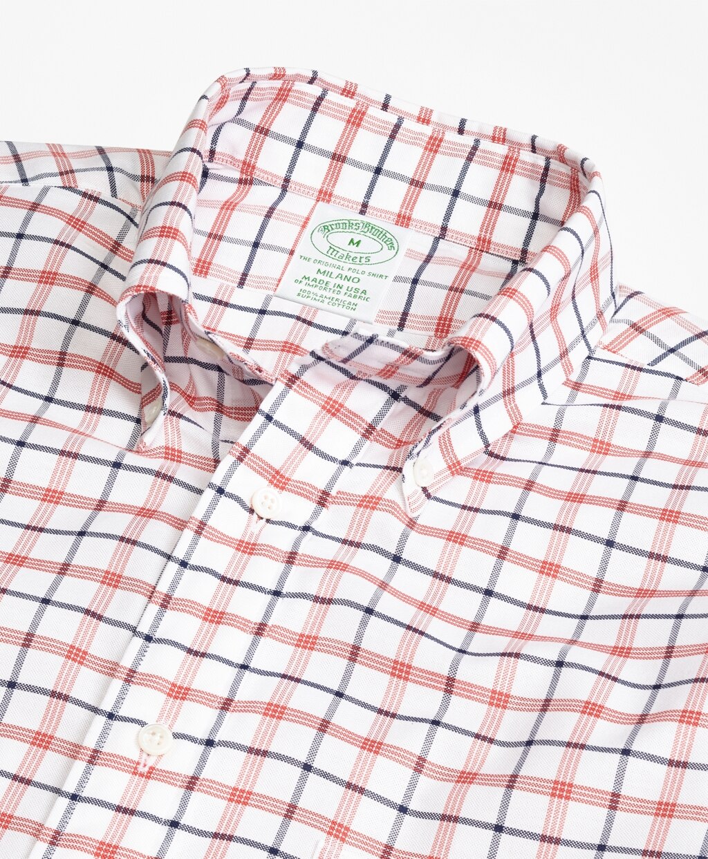 Brooks Brothers Men Milano Fit Oxford  Large Check Sport Shirt