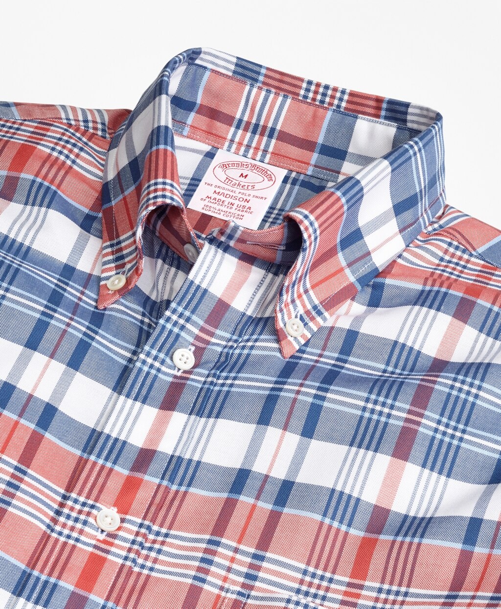 Brooks Brothers Men Madison Fit Oxford Madras Plaid Sport Shirt