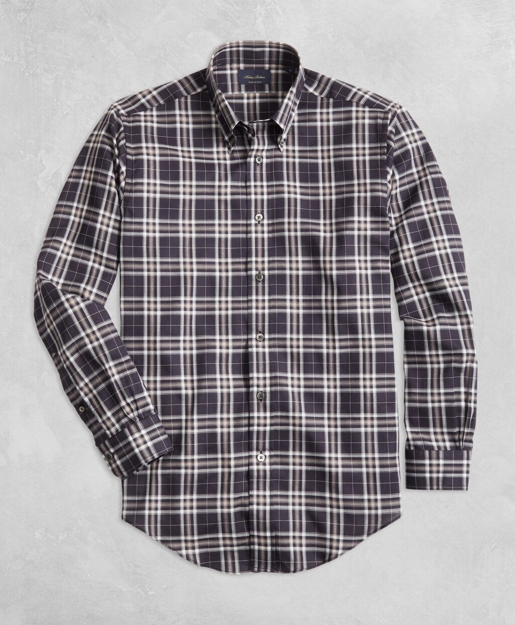 Brooks Brothers Men Golden Fleece® Regent Fit Black Plaid Flannel Sport Shirt
