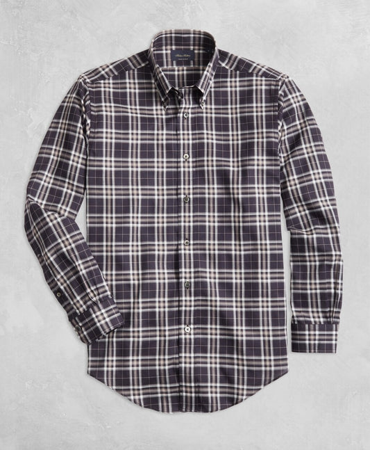 Brooks Brothers Men Golden Fleece® Regent Fit Black Plaid Flannel Sport Shirt