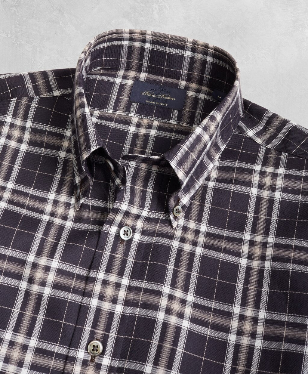 Brooks Brothers Men Golden Fleece® Regent Fit Black Plaid Flannel Sport Shirt