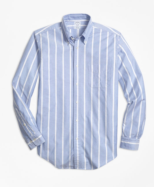 Brooks Brothers Men Regent Fit Oxford Wide Stripe Sport Shirt