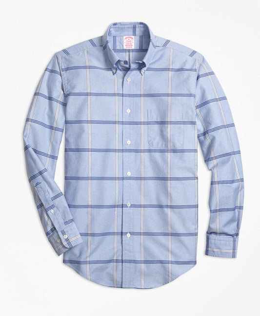Brooks Brothers Men Madison Fit Oxford BB#1 Windowpane Sport Shirt