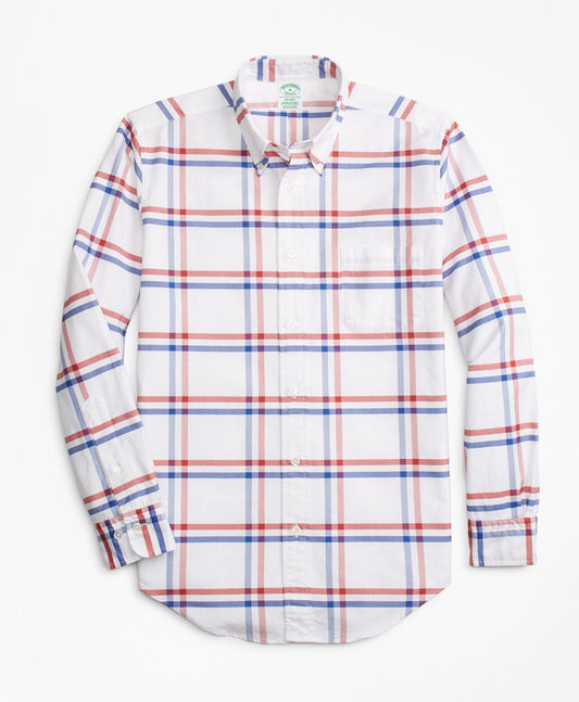 Brooks Brothers Men Milano Fit Oxford Windowpane Sport Shirt