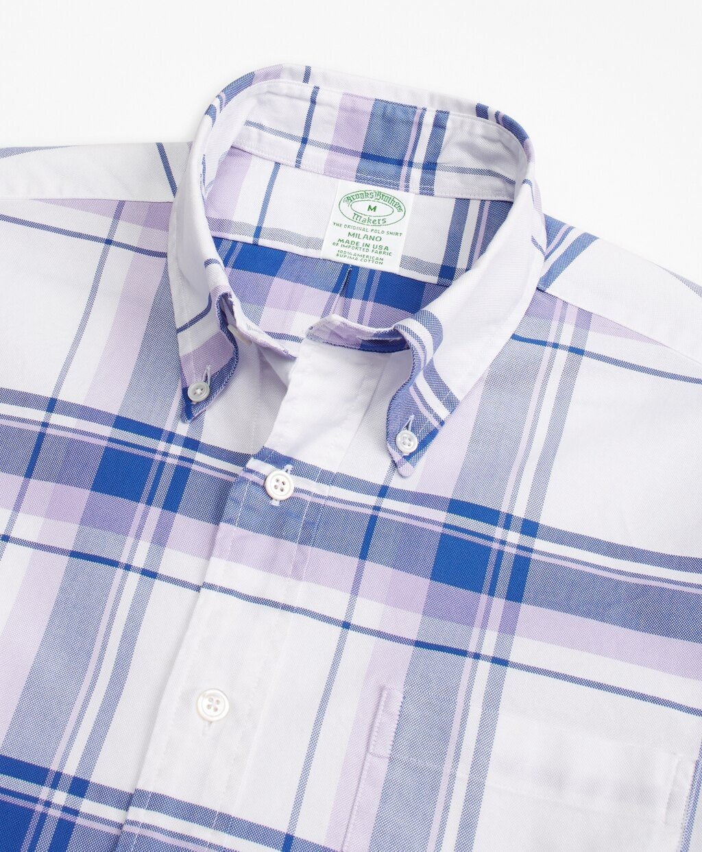Brooks Brothers Men Milano Fit Oxford Plaid Sport Shirt