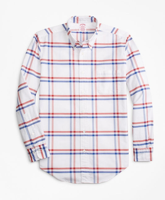 Brooks Brothers Men Madison Fit Oxford Windowpane Sport Shirt