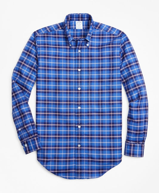 Brooks Brothers Men Regent Fit Oxford Plaid Sport Shirt