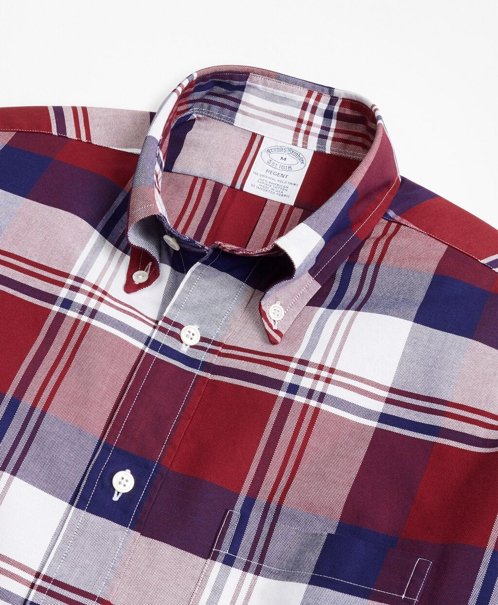 Brooks Brothers Men Regent Fit Oxford Large Plaid Sport Shirt