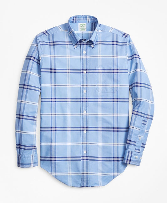 Brooks Brothers Men Milano Fit Oxford Windowpane Sport Shirt