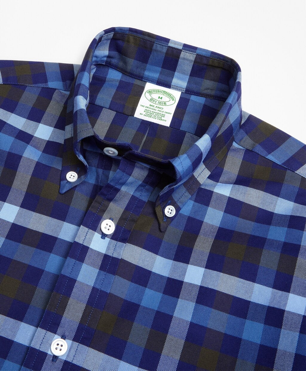 Brooks Brothers Men Milano Fit Oxford Two-Color Plaid Sport Shirt
