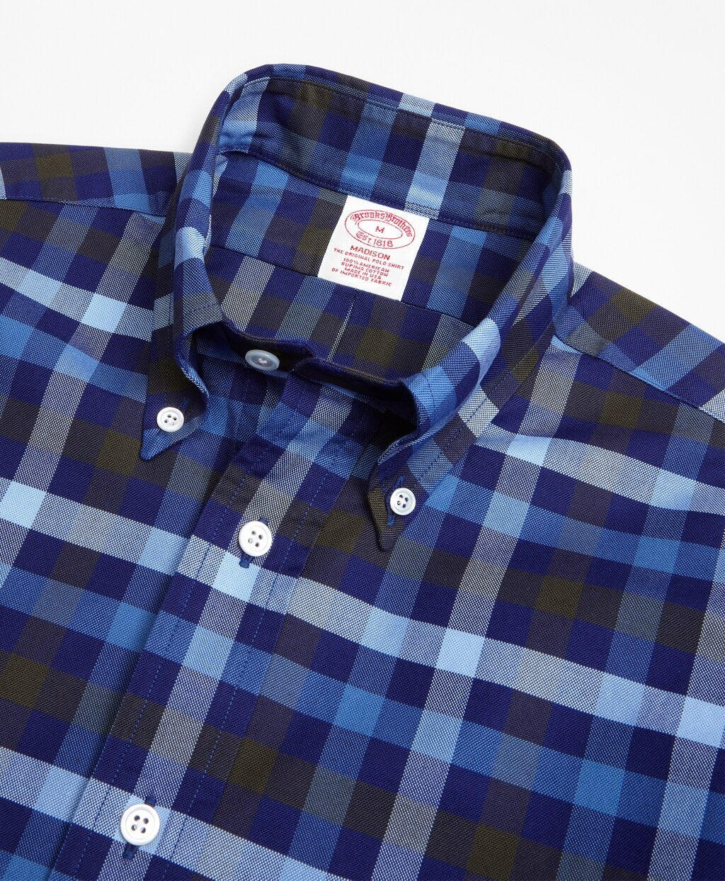 Brooks Brothers Men Madison Fit Oxford Two-Color Plaid Sport Shirt