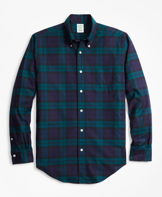 Brooks Brothers Men Milano Fit Oxford Black Watch Sport Shirt