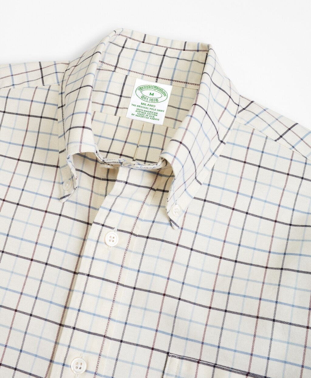 Brooks Brothers Men Milano Fit Oxford Windowpane Sport Shirt