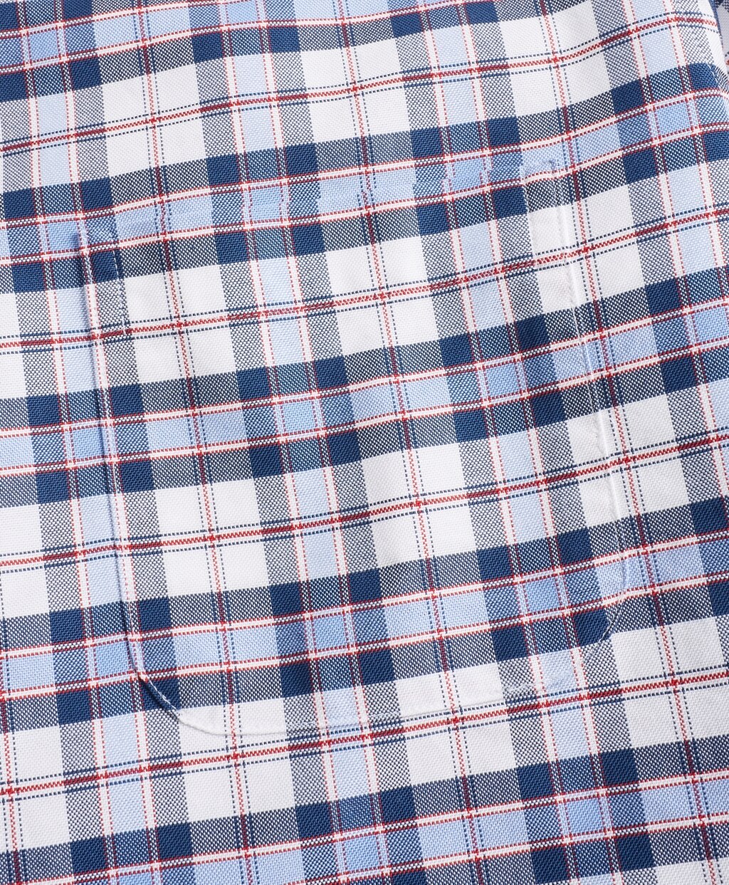 Brooks Brothers Men Regent Fit Oxford Blue and Red Plaid Sport Shirt