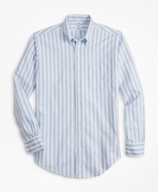 Brooks Brothers Men Regent Fit Oxford Wide Stripe Sport Shirt