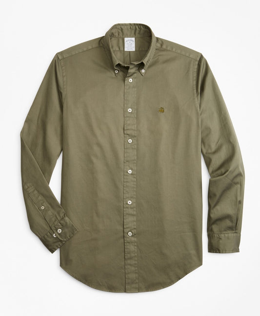 Brooks Brothers Men Regent Fit Garment-Dyed Twill Sport Shirt