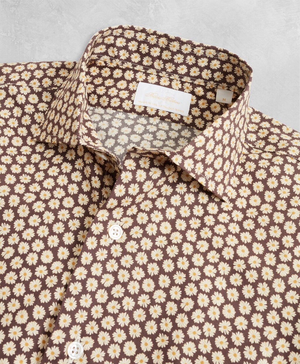 Brooks Brothers Men Golden Fleece® Regent Fit Brown Floral Sport Shirt
