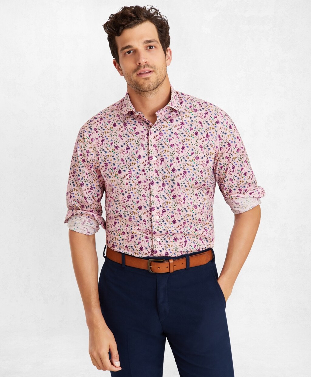 Brooks Brothers Men Golden Fleece® Regent Fit Pink Floral Sport Shirt