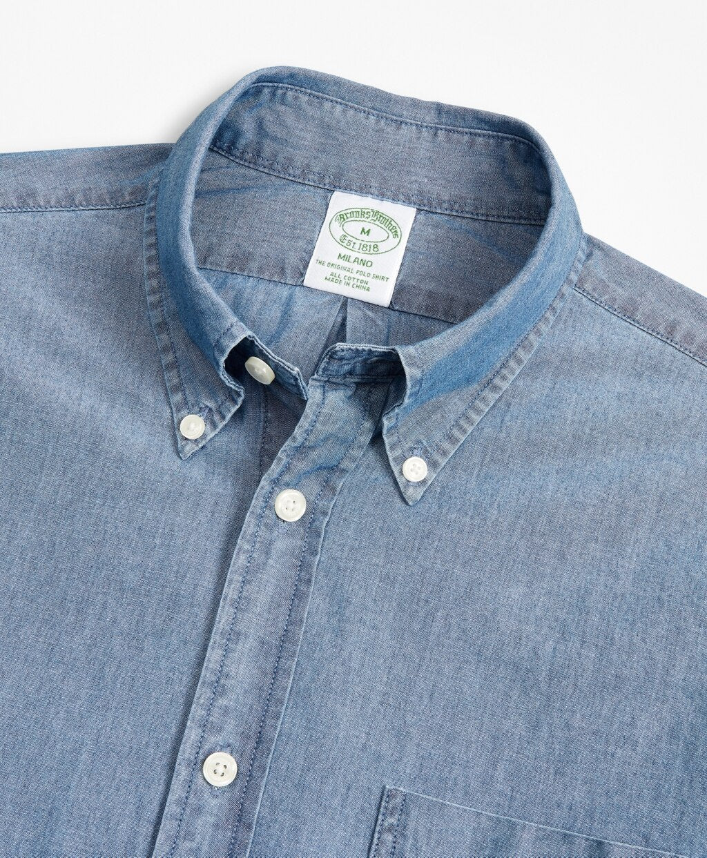 Brooks Brothers Men Milano Slim-Fit Sport Shirt, Indigo Chambray