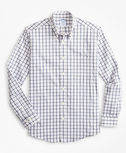 Brooks Brothers Men Regent Fitted Sport Shirt, Performance Series with COOLMAX®, Windowpane