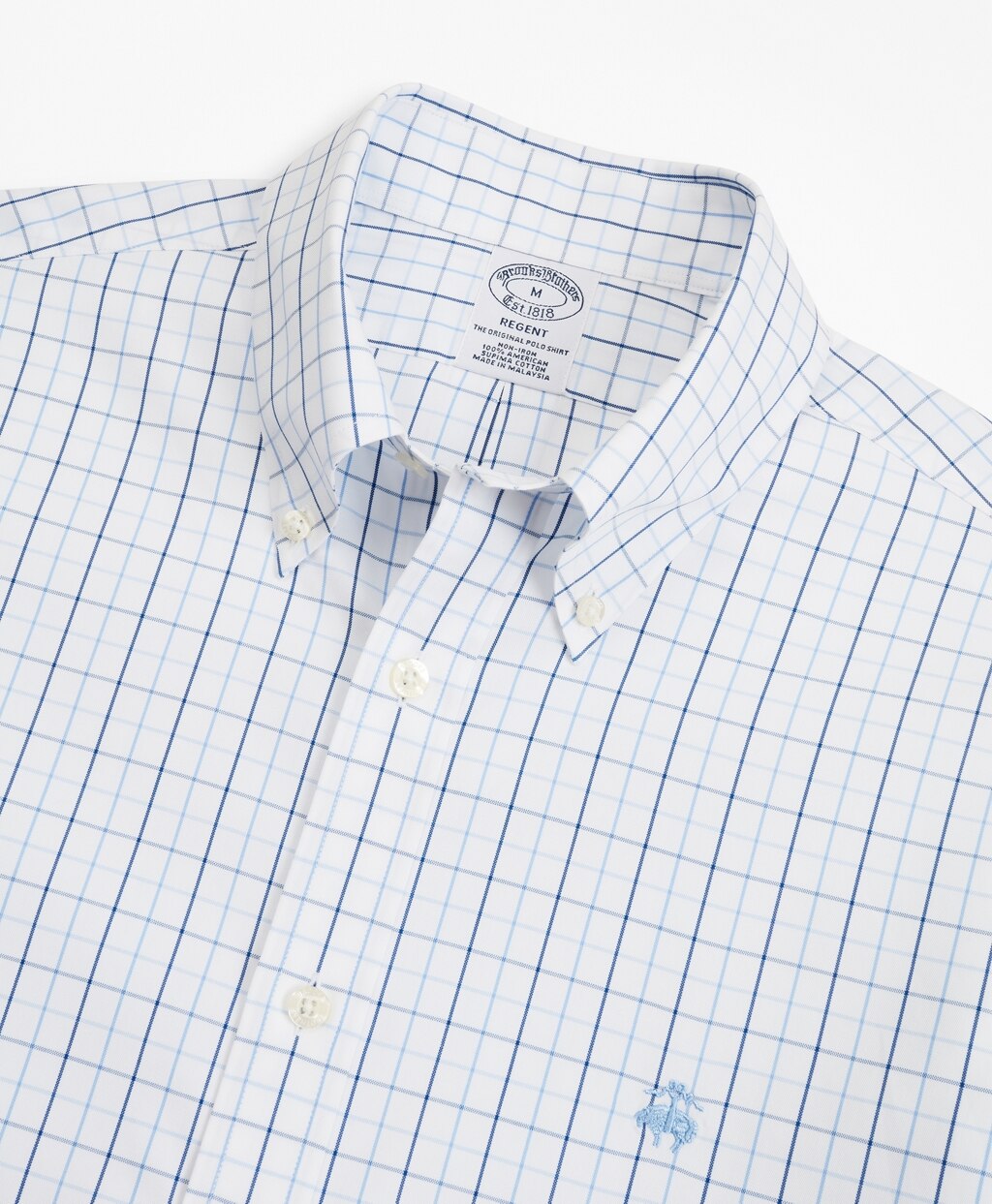 Brooks Brothers Men Stretch Regent Fitted Sport Shirt, Non-Iron Windowpane